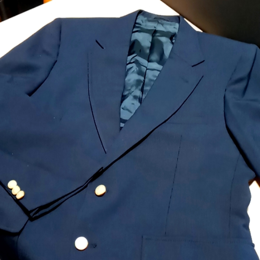 Vintage Navy Blue Single Breasted Sports Coat by Stafford